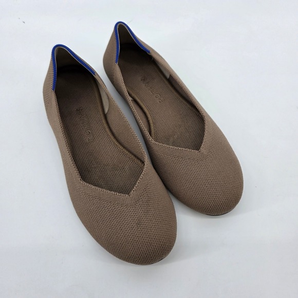 Rothy's Shoes - Rothys The Point Brown Knit Flats Women 7.5 Tortoise Shell Sole Blue Halo Ring